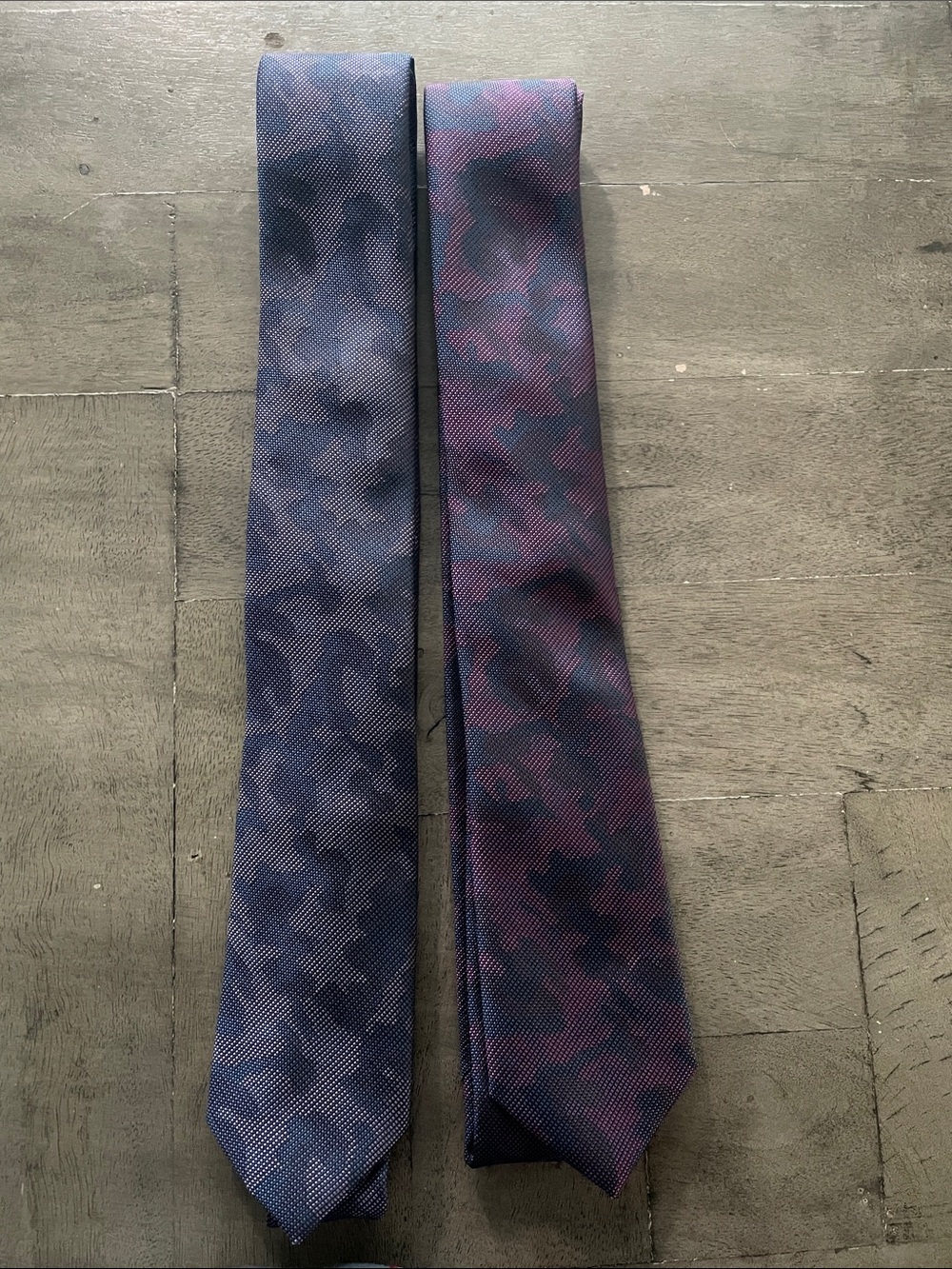 Egara Blue and Purple Camouflage Silk Ties - Pair